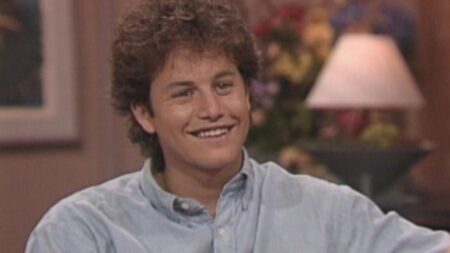 Kirk Cameron while filming "Growing Pains," the set where he worked with Brian Peck