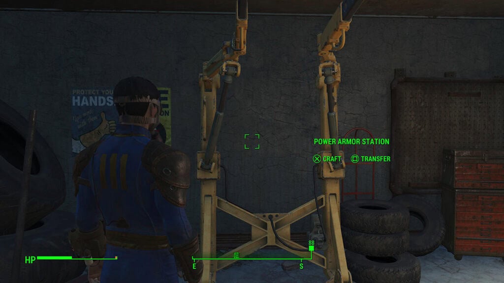 The Red Rocket Garage Power Armor Station in Fallout 4. 