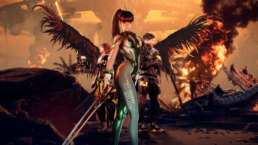 Eve, Adam, and Lily, as they appear on the cover of the game's Digital Deluxe Edition.