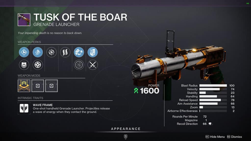 Destiny 2 Tusk of the Boar Iron Banner