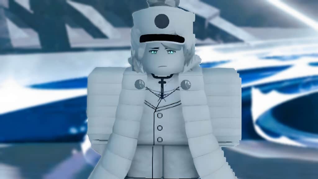 Close-up of a character from Type Soul clad in white