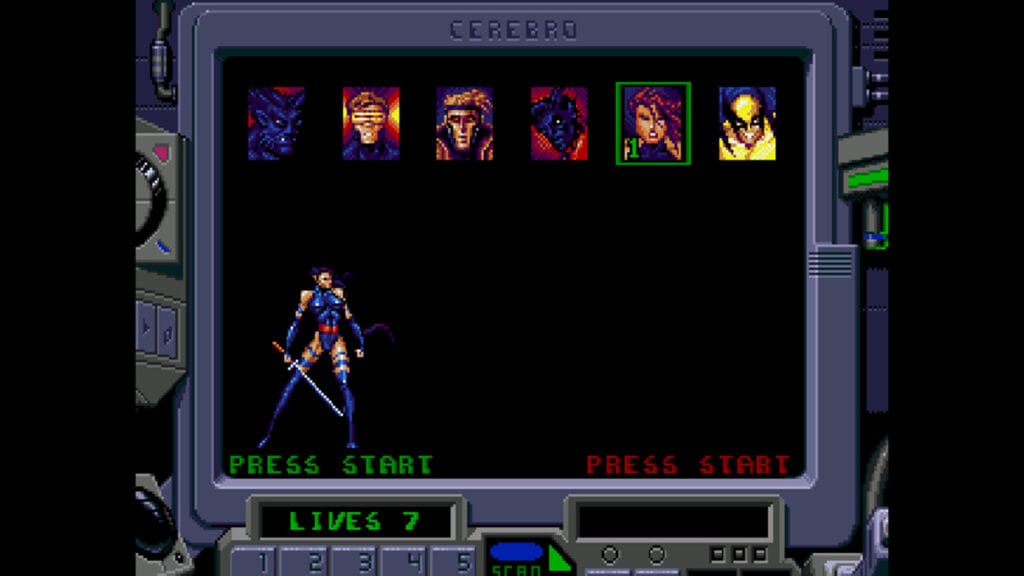 La schermata di selezione del personaggio in X-Men 2: Clone Wars. 