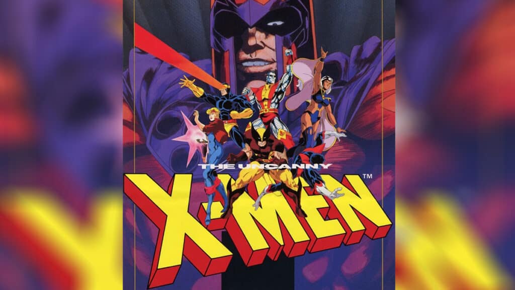 Oficjalny plakat gry X-Men Arcade z 1992 roku. 