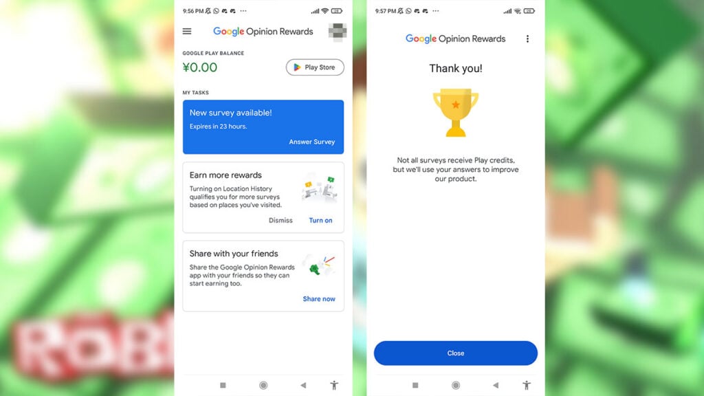 Trade Google Opinion Rewards for Google Play Credits and Free Robux