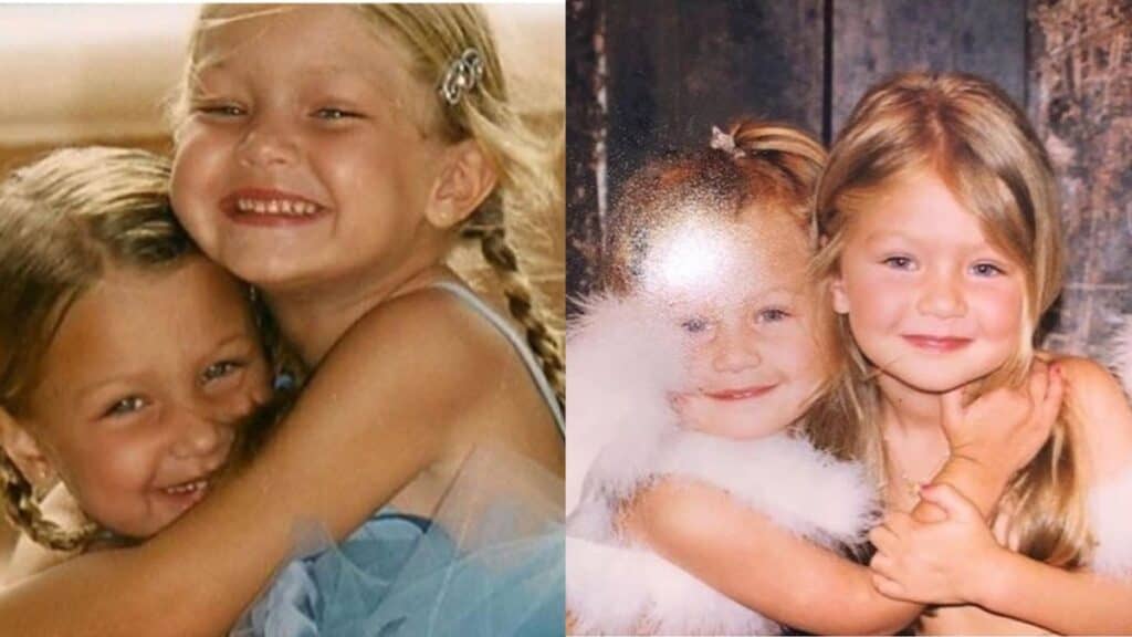 Childhood pic collage of Gigi and Bella Hadid