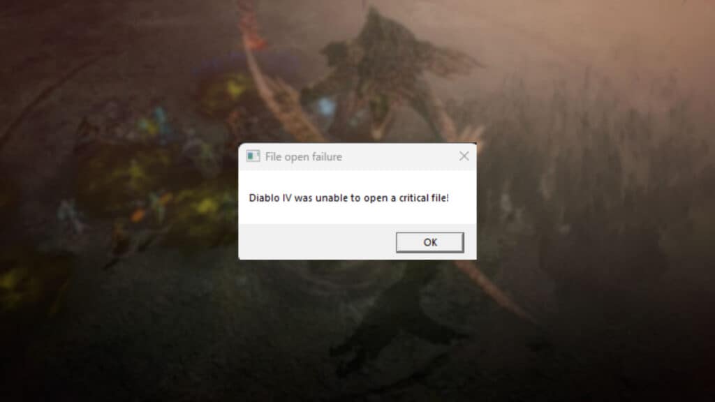 how to fix diablo 4 was unable to open a critical file error