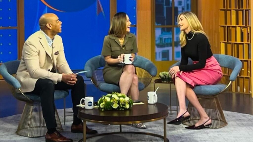Kate Upton talking on sets of Good Morning America