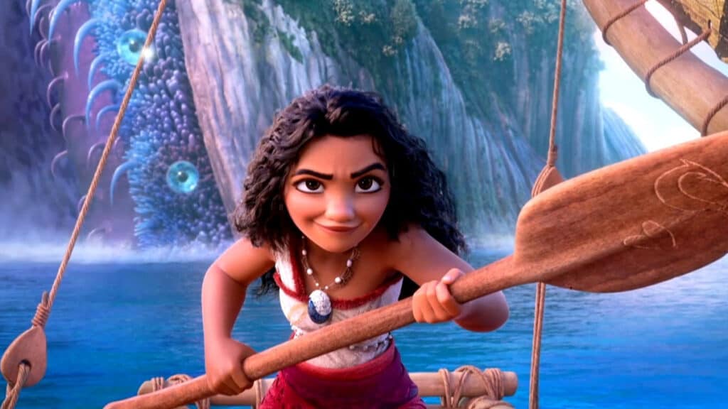 Disney releases a new photo from 'Moana 2' featuring Moana and a giant sea creature.