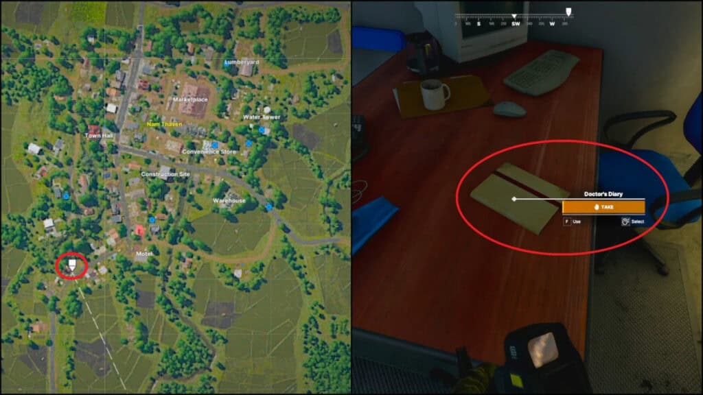 The location of the clinic and doctor's folder during the Medical Detective quest