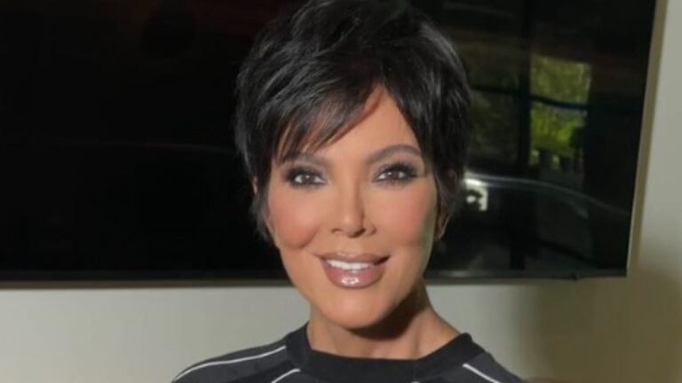Kris Jenner poses with Christmas ornament