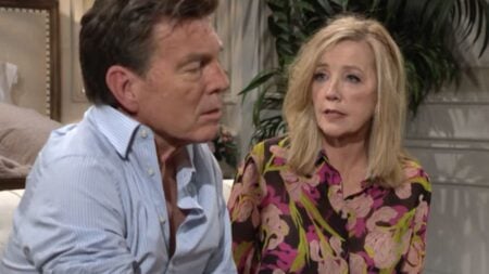 The Young and the Restless characters Jack Abbott and Nikki Newman in a scene together.