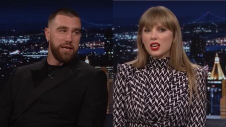 Taylor Swift and Travis Kelce on The Tonight Show