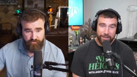 Travis Kelce and Jason Kelce on the New Heights Podcast