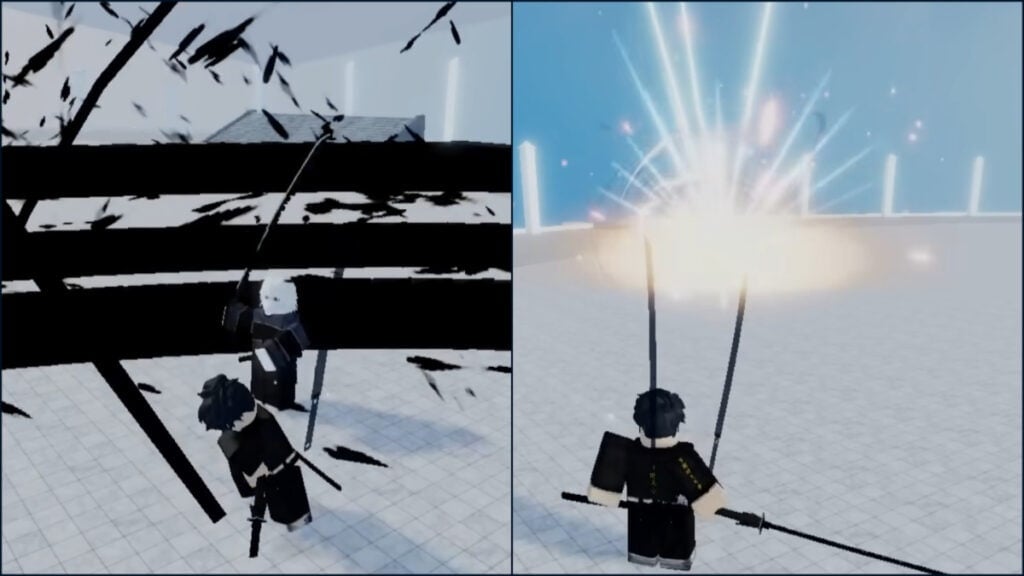 A player wielding Odachi in Type Soul lands a critical hit on their opponent