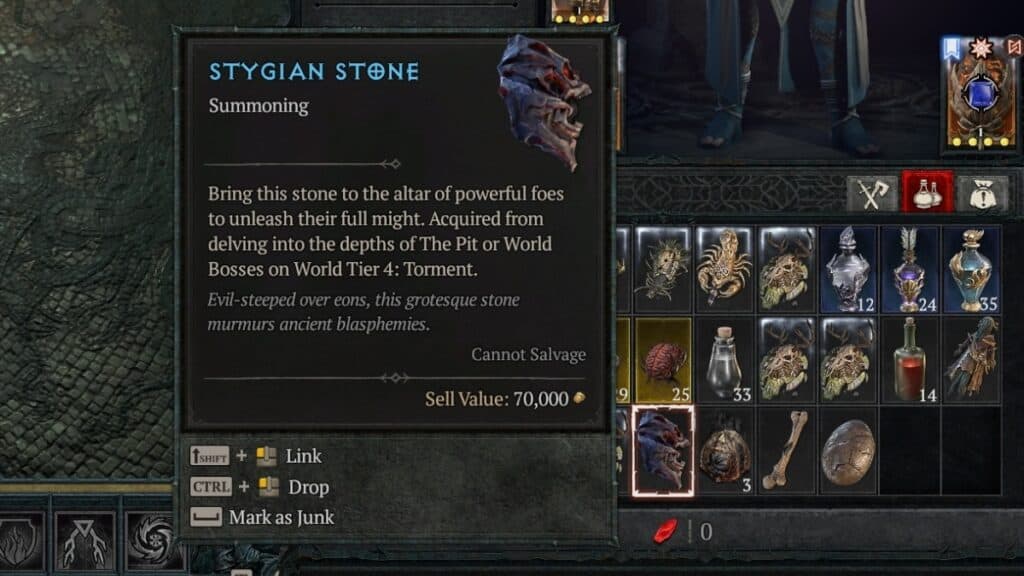 Diablo 4 Stygian Stone storage