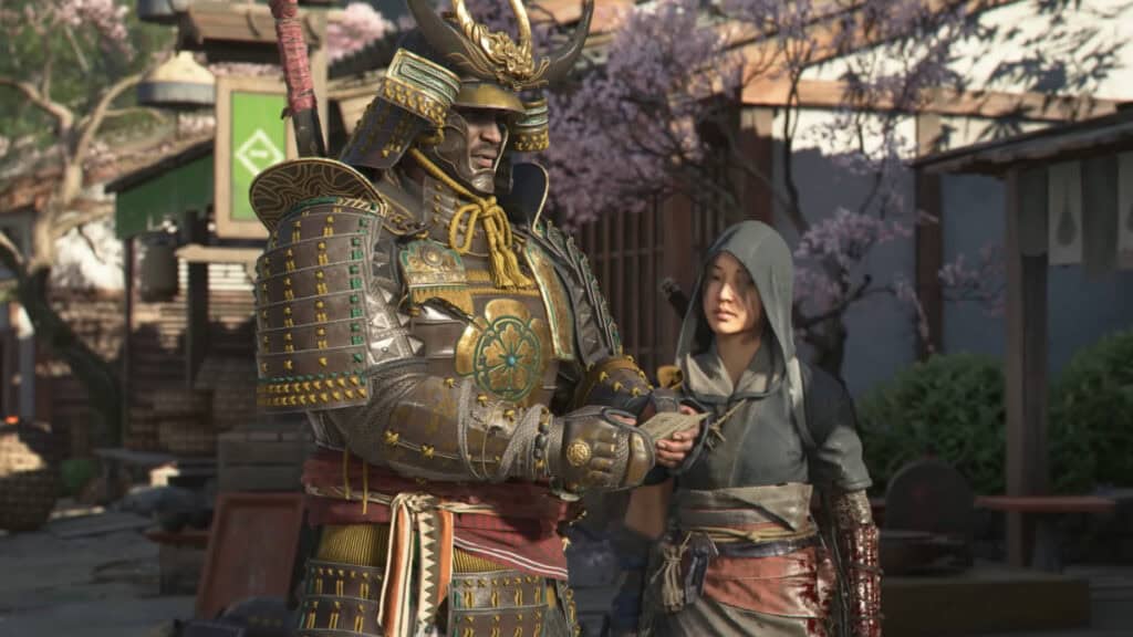 Naoe and Yasuke talk in Assassin's Creed: Shadows