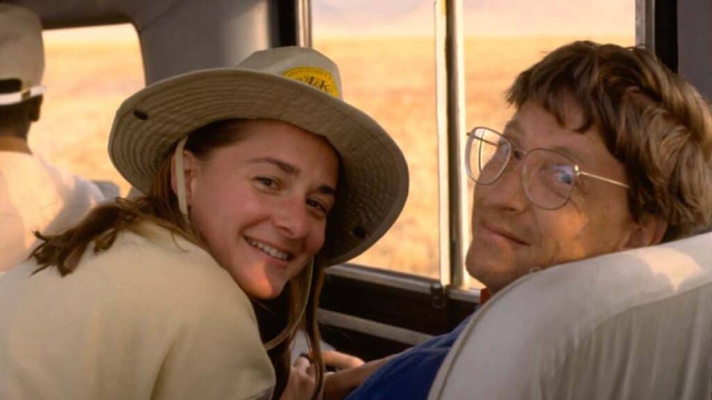 Exes Bill and Melinda Gates on a safari ride