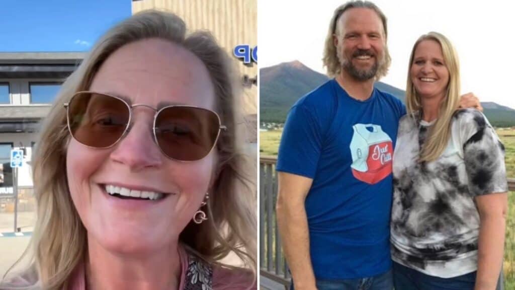 Christine Brown in 2024 (L), Christine and Kody Brown in 2017 (R)