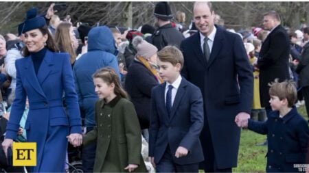 Prince William and Kate Middleton with their kids Princess Charlotte, Prince George, and Prince Louis.