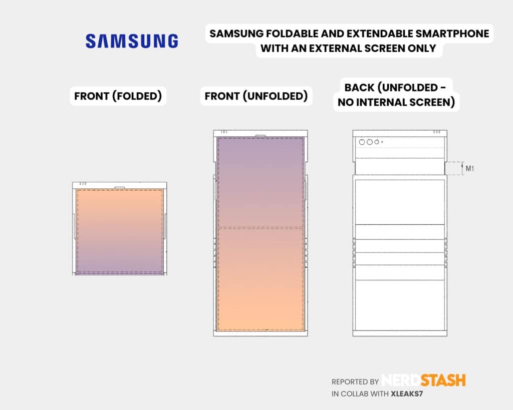 拡張可能な外部スクリーンのみを備えた Samsung Galaxy Z Flip (前面と背面) 