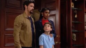 The Bold and the Beautiful characters Thomas and Paris with Douglas.