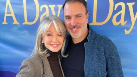 Days of Our Lives star Deidre Hall posing with former head writer Ron Carlivati.