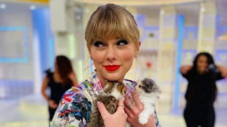 Taylor Swift holding a cat